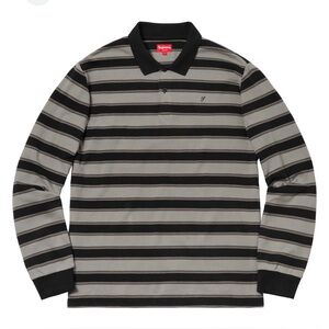 SUPREME Striped Long Sleeve LS Polo Shirt